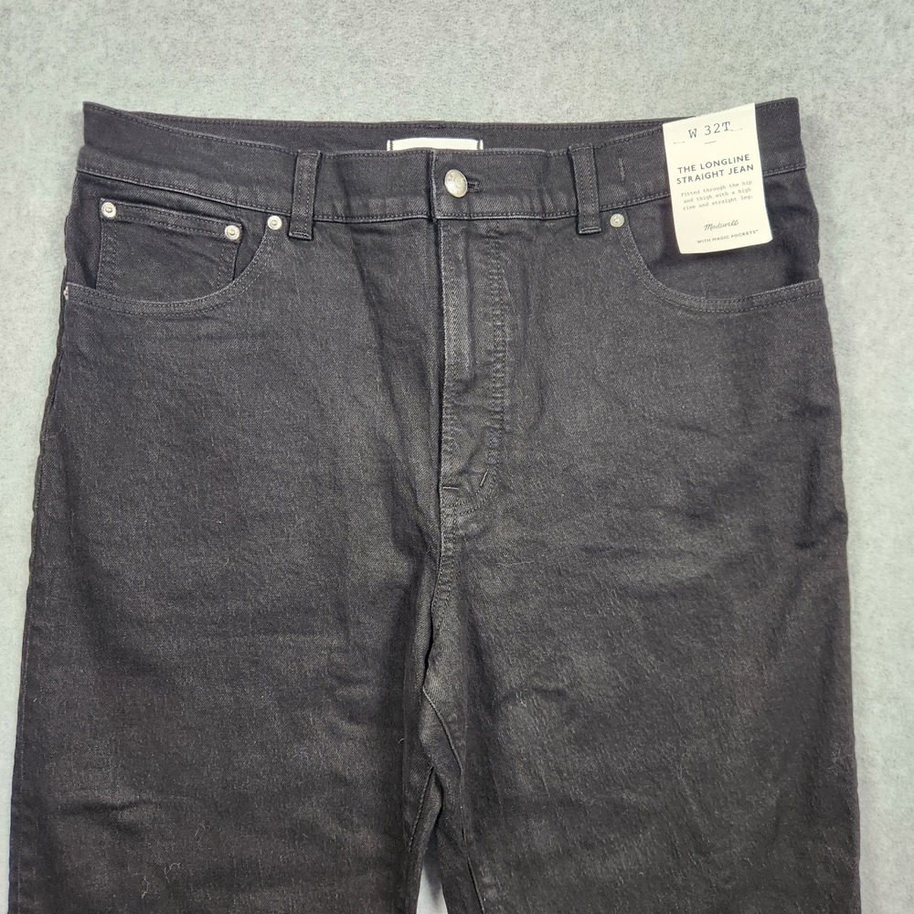 Madewell Pants Womens 32T (34x32) Black Longline Straight‎ Jeans Stretch NEW